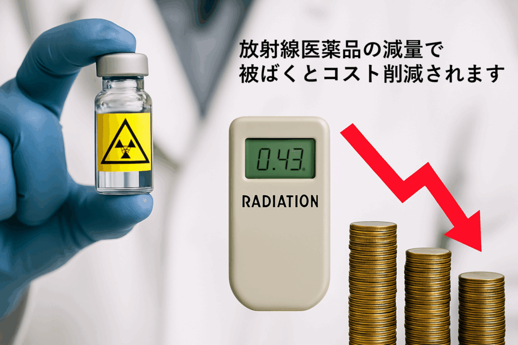 放射性医薬品の減量による被ばく・コスト低減のイメージ