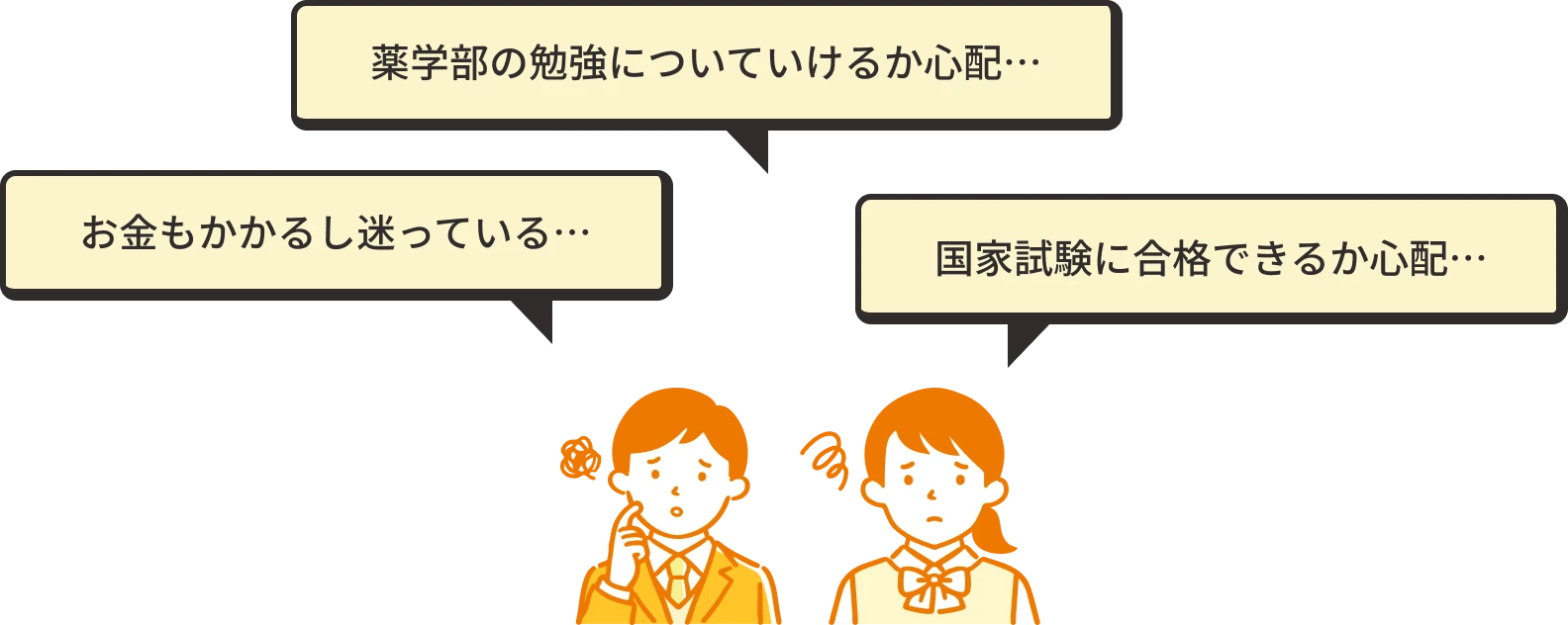 薬学部の勉強、国家試験、お金に関する不安を抱える高校生
